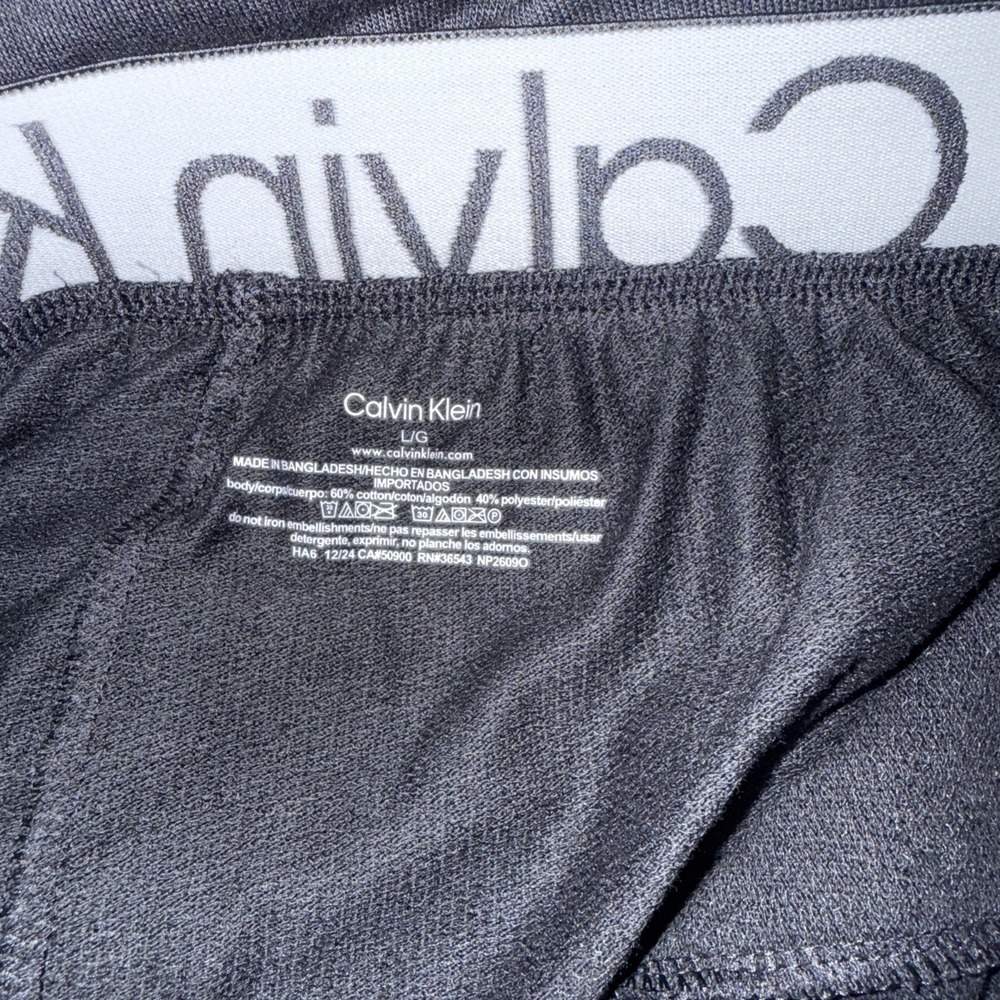 Calvin Klein Mens Large Black Cotton Microfiber Bold Logo Sleepwear Pants Pajama - Picture 7 of 10
